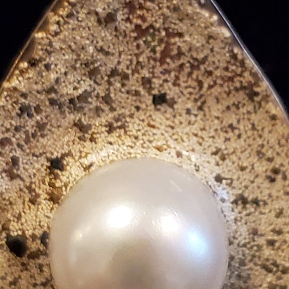 Sterling Silver and Pearl Modernist Earrings - Picture 6 of 10